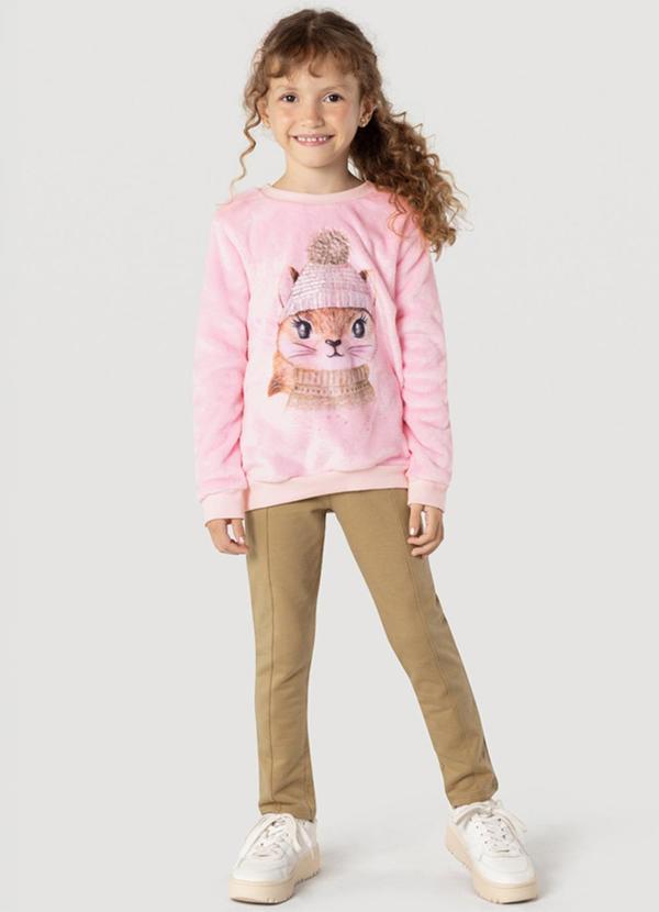 Brandili Mundi - Conjunto Infantil Menina de Gatinho Rosa