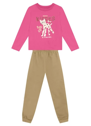 Brandili - Conjunto Infantil Menina de Gatinho Rosa - BRANDILI