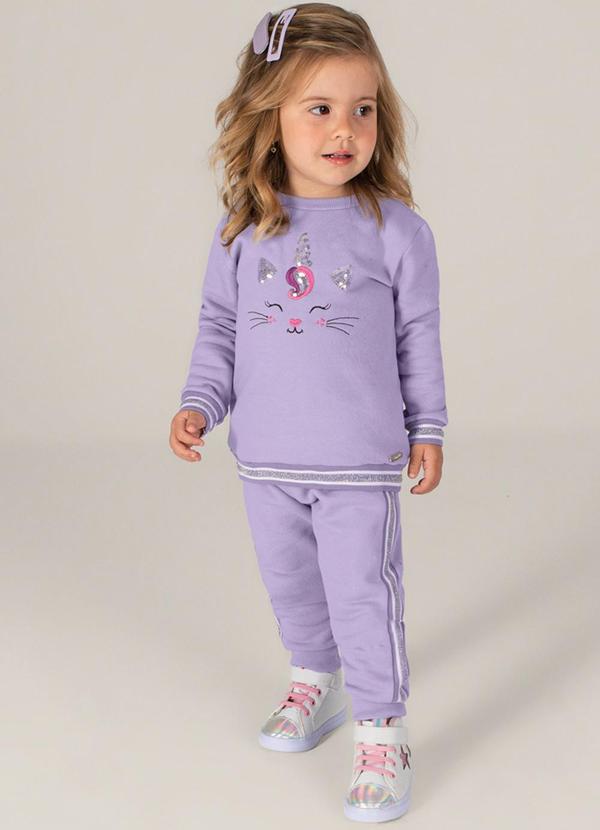 Brandili Mundi - Conjunto Infantil Menina de Gatinho Roxo