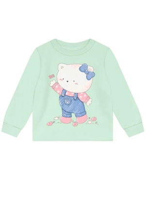 Brandili - Conjunto Infantil Menina de Gatinho Verde - BRANDILI