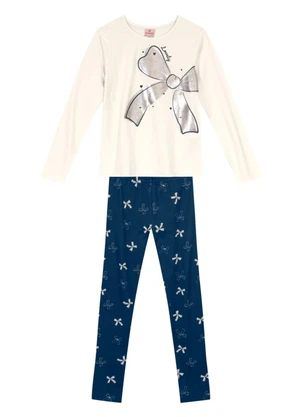 Brandili - Conjunto Infantil Menina de Lacinho Bege - BRANDILI