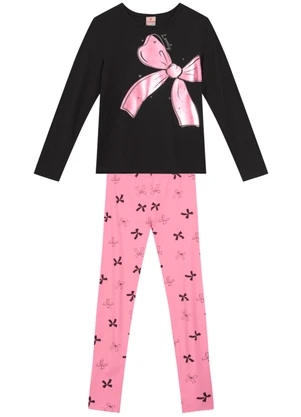 Brandili - Conjunto Infantil Menina de Lacinho Cinza - BRANDILI