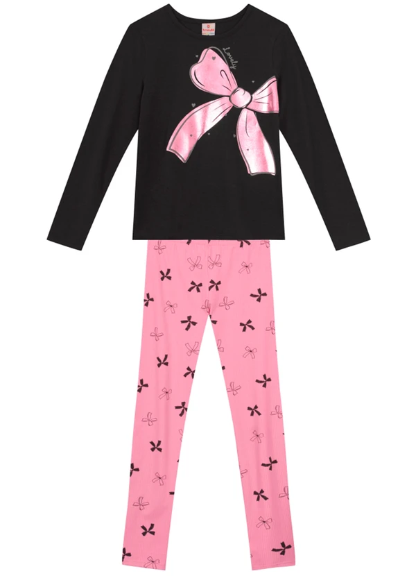 Brandili - Conjunto Infantil Menina de Lacinho Cinza