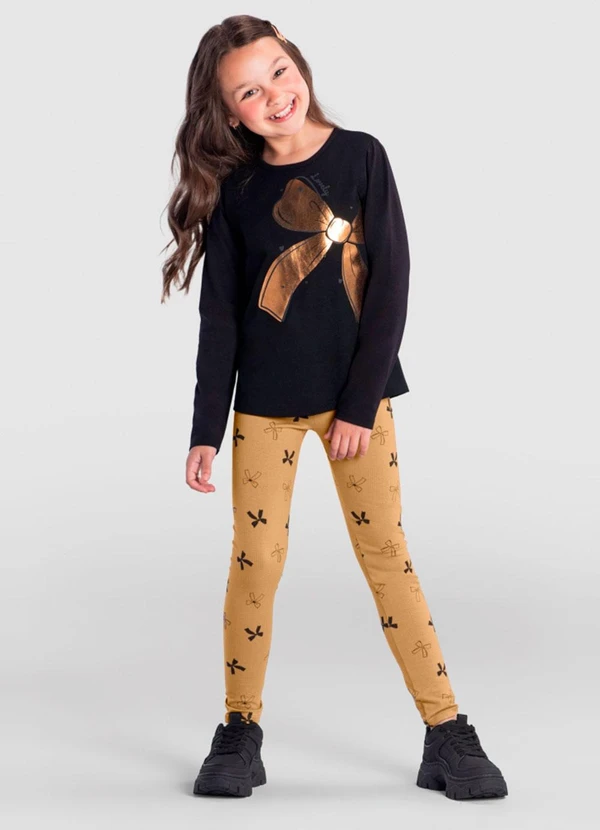 Brandili - Conjunto Infantil Menina de Lacinho Preto