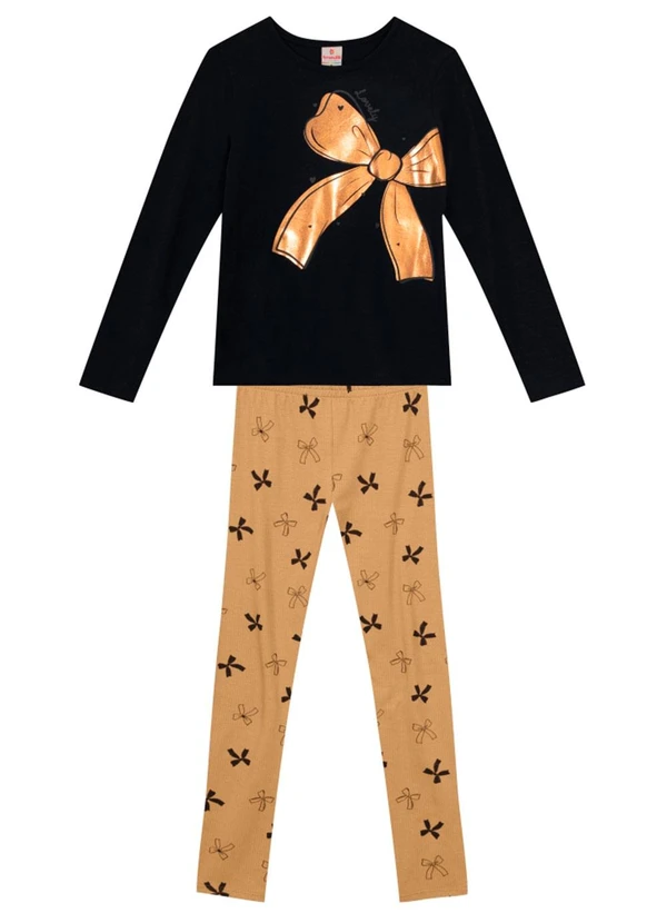 Brandili - Conjunto Infantil Menina de Lacinho Preto 2