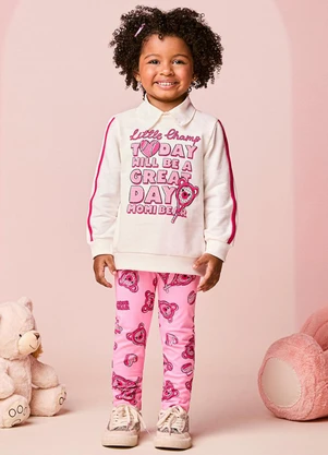 Momi - Conjunto Infantil Menina de Moletom com Strass - MOMI