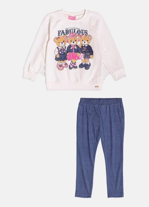 Momi - Conjunto Infantil Menina de Moletom de Ursinhas - MOMI