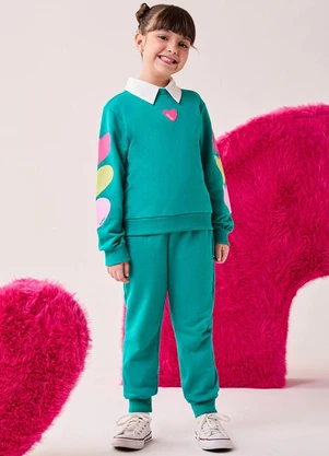 Bimbi - Conjunto Infantil Menina de Moletom Verde Verde - BIMBI