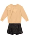 Brandili Mundi - Conjunto Infantil Menina de Oncinha Preto - variação: Bege