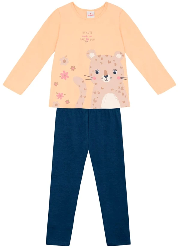 Brandili - Conjunto Infantil Menina de Oncinha Laranja
