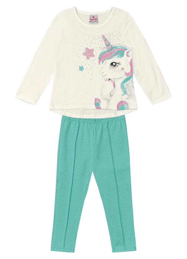 Brandili - Conjunto Infantil Menina de Unicórnio Bege