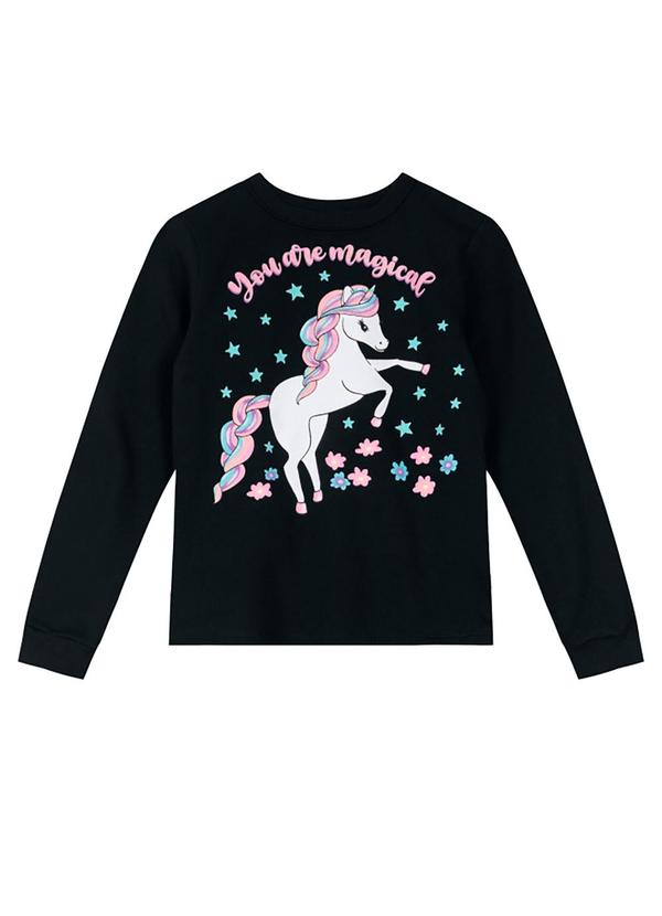 Brandili - Conjunto Infantil Menina de Unicórnio Preto 2