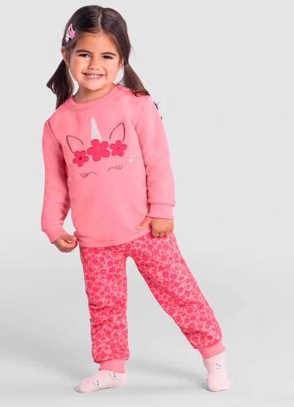 Brandili - Conjunto Infantil Menina de Unicórnio Rosa
