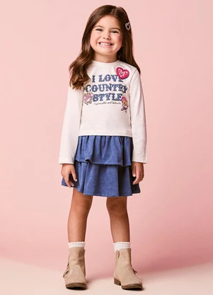 Momi - Conjunto Infantil Menina de Ursinha com Babados - MOMI