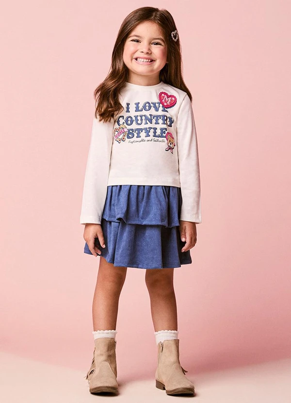 Momi - Conjunto Infantil Menina de Ursinha com Babados