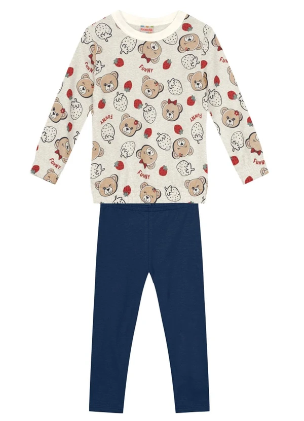 Brandili - Conjunto Infantil Menina de Ursinho Bege