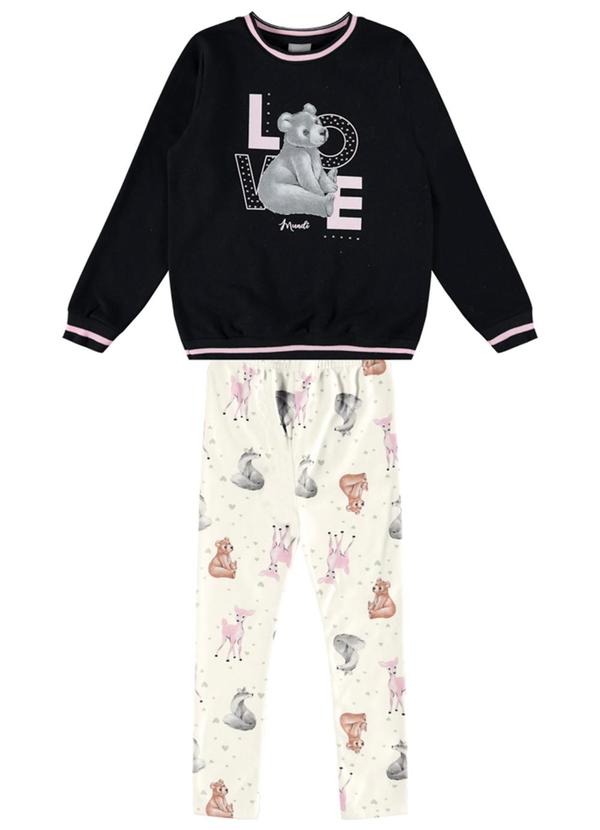 Brandili Mundi - Conjunto Infantil Menina de Ursinho Preto