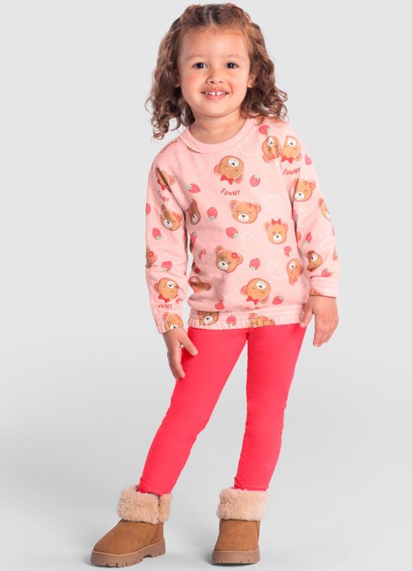 Brandili - Conjunto Infantil Menina de Ursinho Rosa