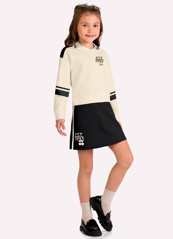 Kyly - Conjunto Infantil Menina em Algodão Bege