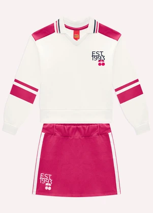 Kyly - Conjunto Infantil Menina em Algodão Branco - KYLY