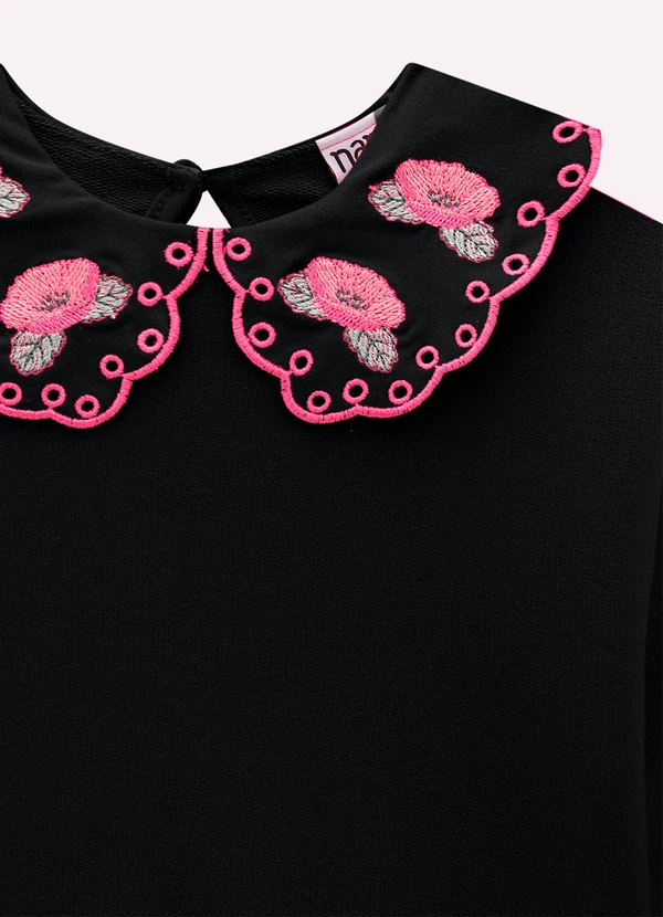 Nanai - Conjunto Infantil Menina em Algodão Preto 4