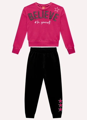 Kyly - Conjunto Infantil Menina em Algodão Rosa - KYLY