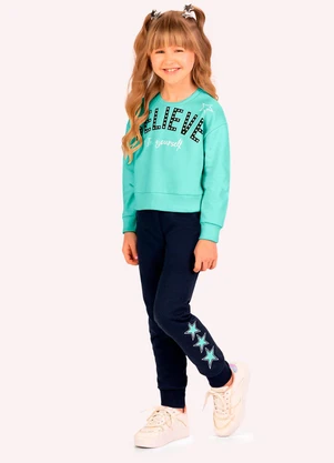Kyly - Conjunto Infantil Menina em Algodão Verde - KYLY