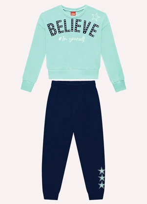 Kyly - Conjunto Infantil Menina em Algodão Verde - KYLY