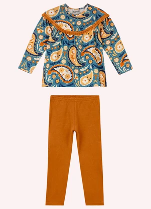 Nanai - Conjunto Infantil Menina em Cotton Azul - NANAI
