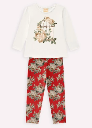 Milon - Conjunto Infantil Menina em Cotton Off White - MILON