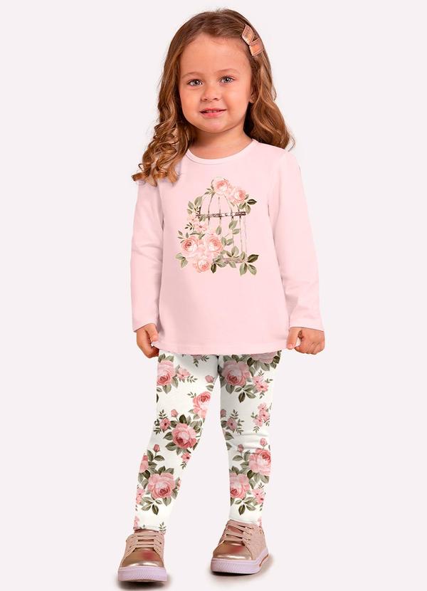 Milon - Conjunto Infantil Menina em Cotton Rosa