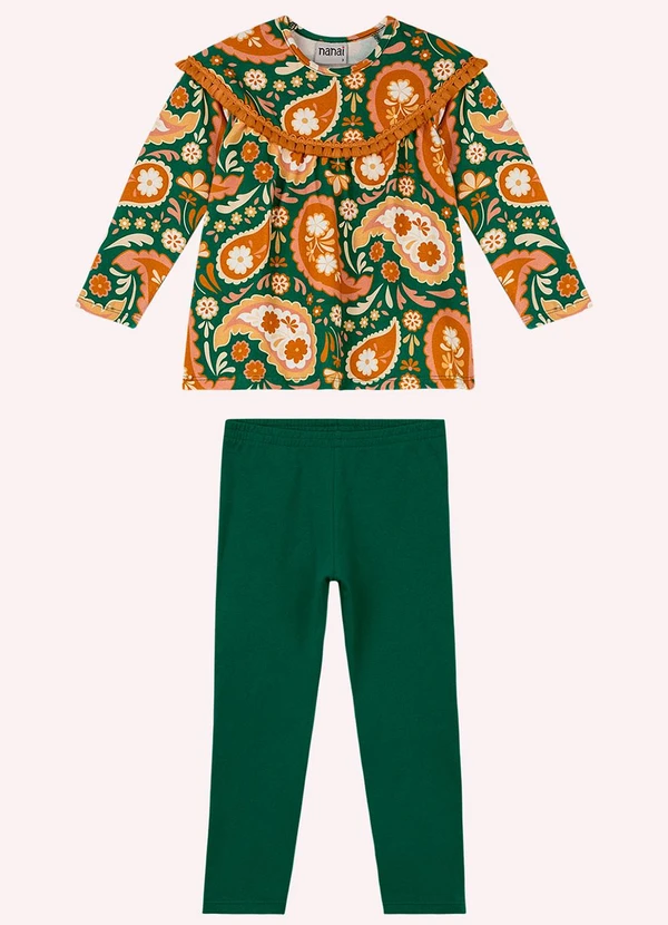 Nanai - Conjunto Infantil Menina em Cotton Verde