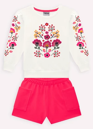 Nanai - Conjunto Infantil Menina em Moletinho Off White - NANAI