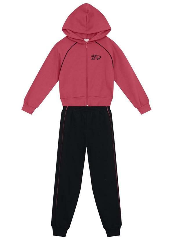 Brandili - Conjunto Infantil Menina em Moletinho Vermelho