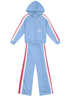 Brandili - Conjunto Infantil Menina em Moletom Azul - BRANDILI