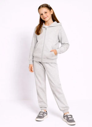 Abrange - Conjunto Infantil Menina em Moletom Cinza Claro - ABRANGE