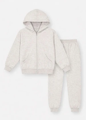 Abrange - Conjunto Infantil Menina em Moletom Cinza Claro - ABRANGE