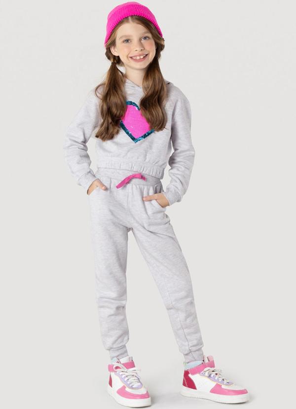 Brandili - Conjunto Infantil Menina em Moletom Cinza
