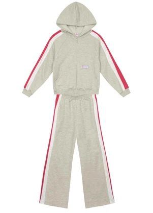 Brandili - Conjunto Infantil Menina em Moletom Cinza - BRANDILI