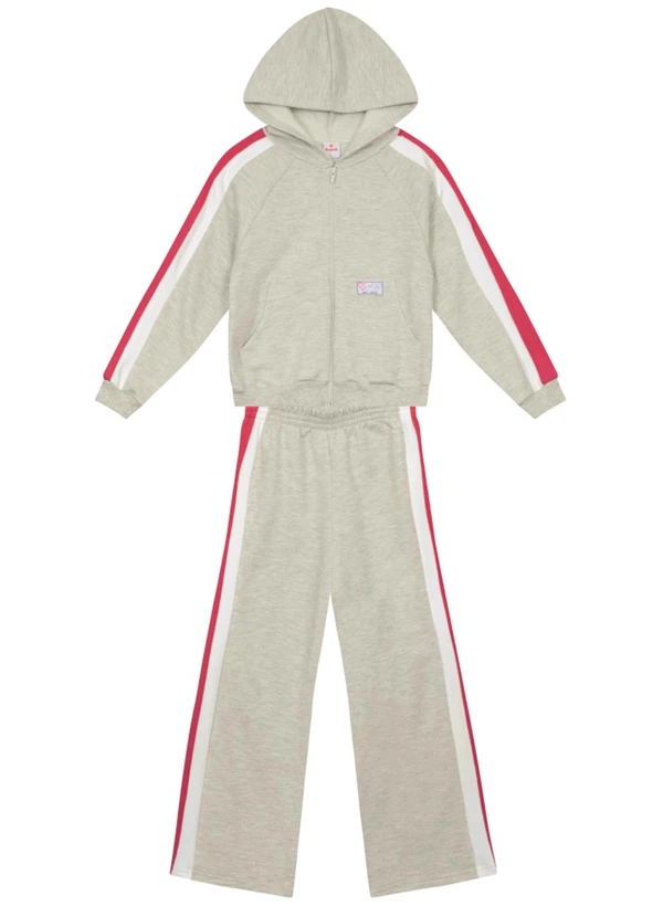 Brandili - Conjunto Infantil Menina em Moletom Cinza