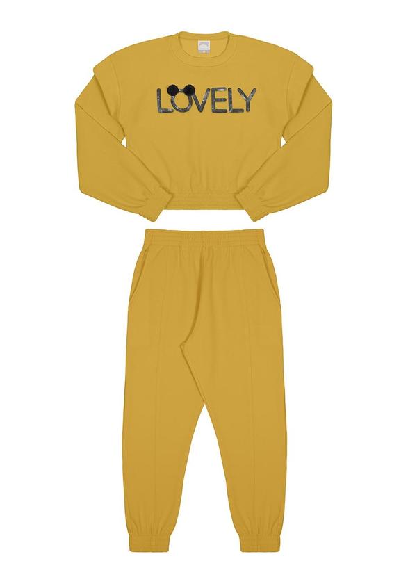Alakazoo - Conjunto Infantil Menina em Moletom com Bordado Amarelo 2
