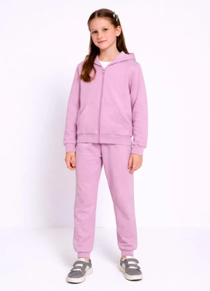 Abrange - Conjunto Infantil Menina em Moletom Lilás - ABRANGE