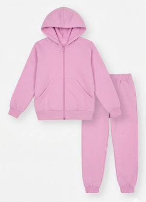 Abrange - Conjunto Infantil Menina em Moletom Lilás - ABRANGE