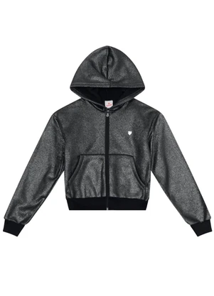 Brandili - Conjunto Infantil Menina em Moletom Preto - BRANDILI
