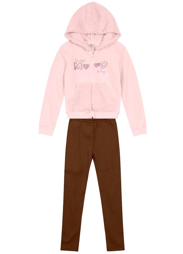 Brandili - Conjunto Infantil Menina em Moletom Rosa