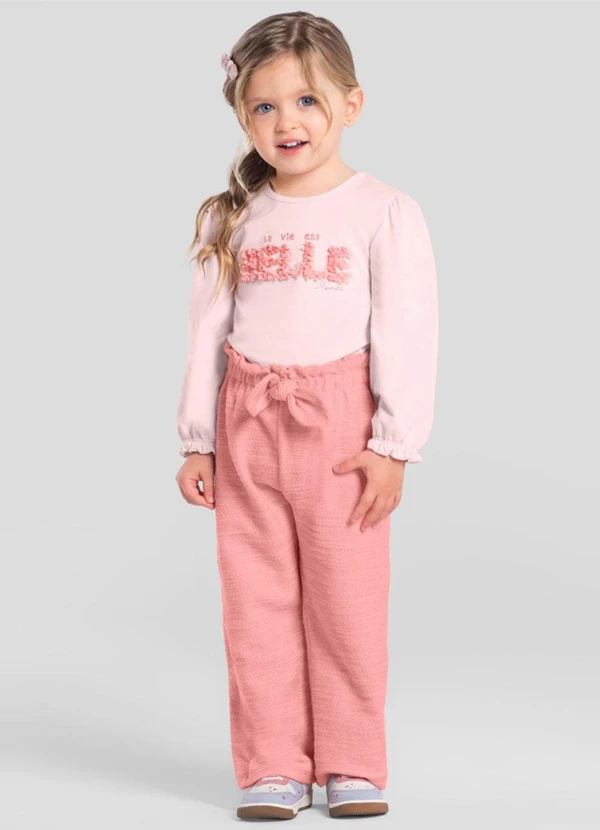Brandili Mundi - Conjunto Infantil Menina em Moletom Rosa