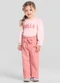Brandili Mundi - Conjunto Infantil Menina em Moletom Natural - variação: Rosa