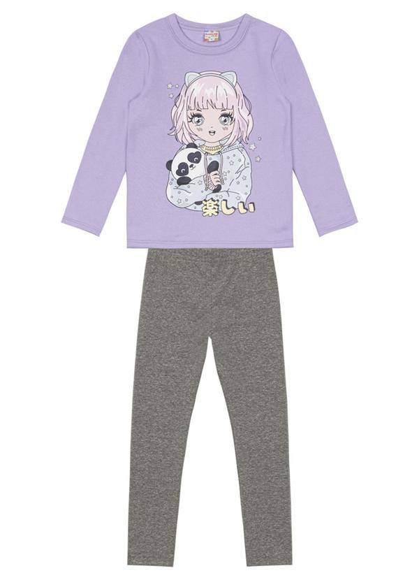 Brandili - Conjunto Infantil Menina em Moletom Roxo