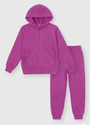 Abrange - Conjunto Infantil Menina em Moletom Roxo - ABRANGE