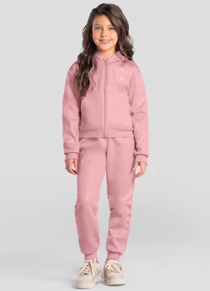 Brandili - Conjunto Infantil Menina em Moletom Sport Rosa - BRANDILI